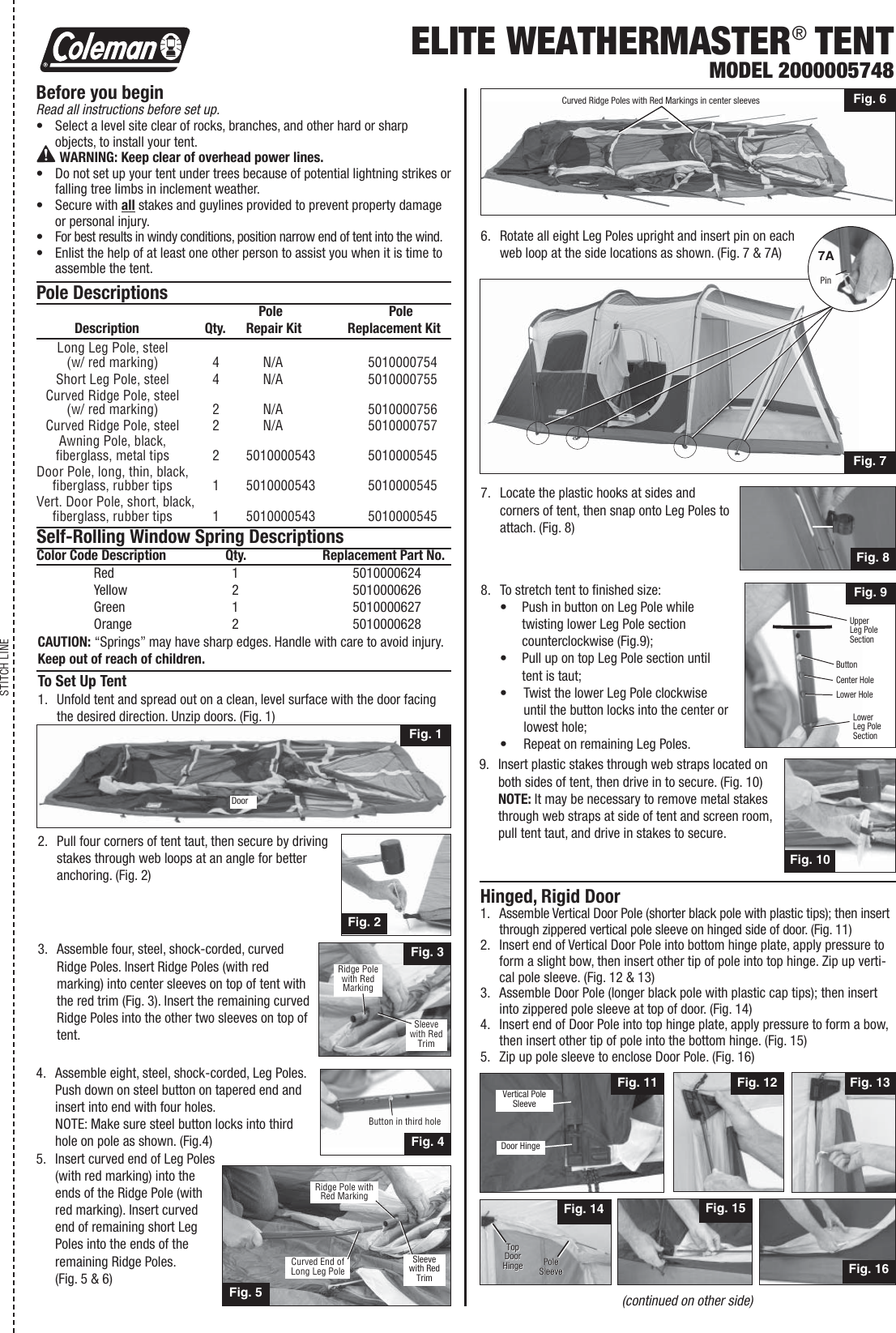 Page 1 of 2 - Coleman Coleman-2000005748-Users-Manual- 2000005748-Elite Weathermaster Tent  Coleman-2000005748-users-manual