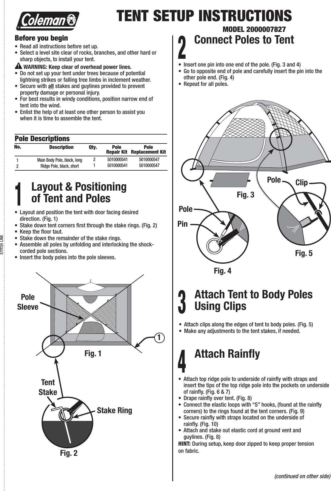 Page 1 of 2 - Coleman Coleman-2000007827-Users-Manual- 2000007827 - Sundome 4 Tent  Coleman-2000007827-users-manual