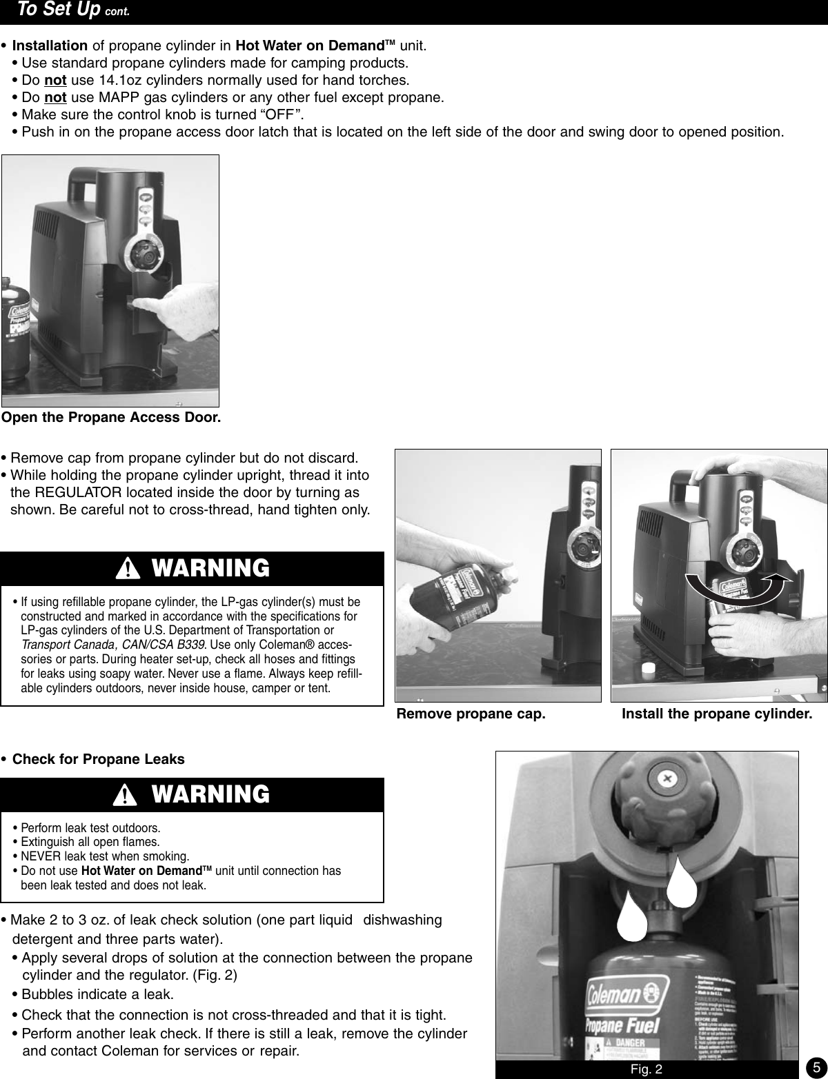 Page 5 of 12 - Coleman Coleman-2300-Series-Users-Manual- 2300B050 - Hot Water On Demand  Coleman-2300-series-users-manual