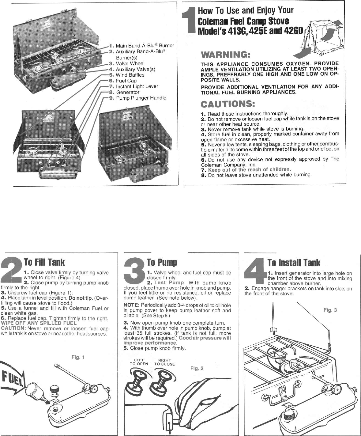 Page 3 of 4 - Coleman Coleman-413G-Users-Manual- 426D Stove  Coleman-413g-users-manual