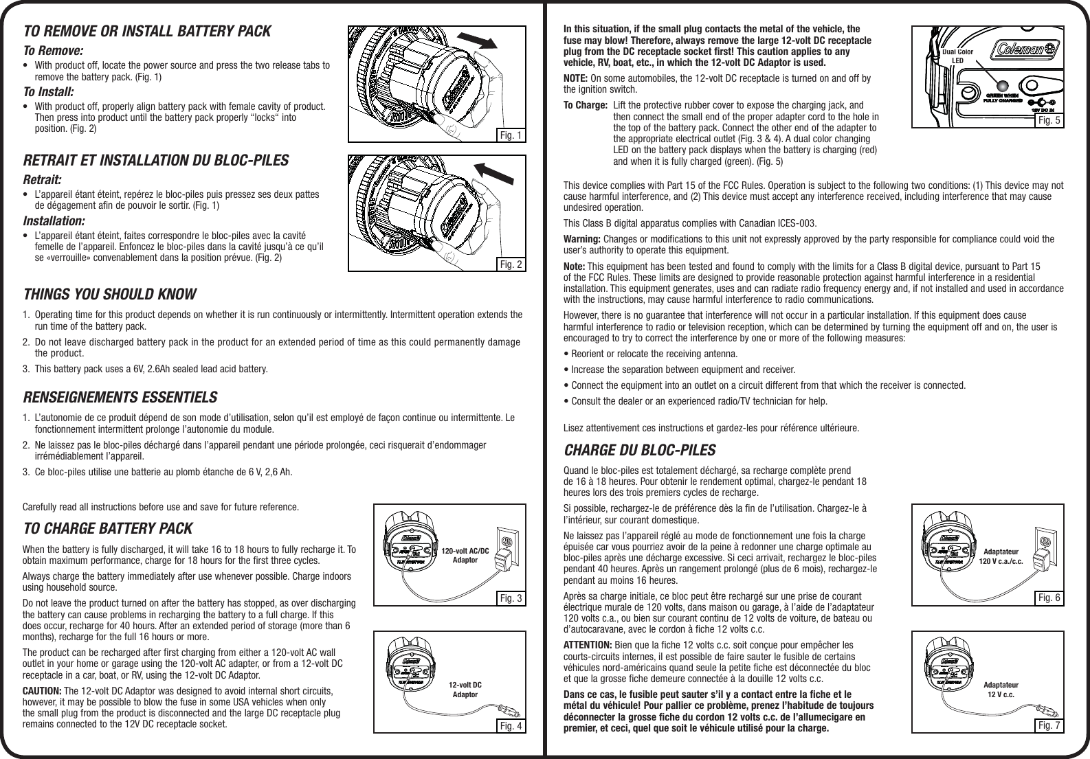 Page 2 of 2 - Coleman Coleman-5010000320-Users-Manual- 2000003287 - 6.0V 6 Rechargeable Battery Pack  Coleman-5010000320-users-manual