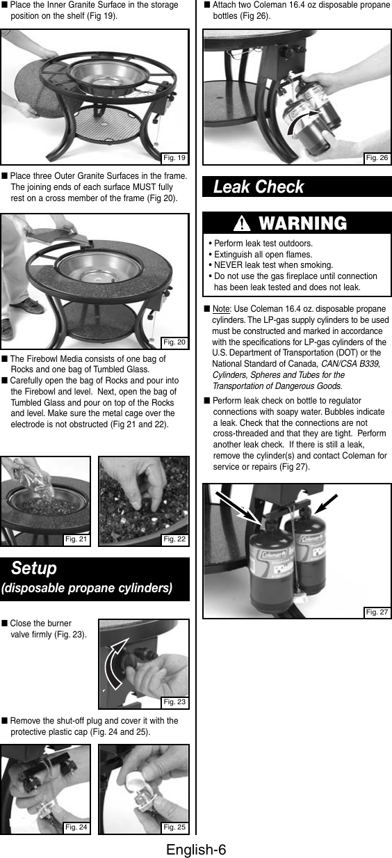 Page 7 of 12 - Coleman Coleman-5071-Series-Users-Manual- 5071 Series - Firelight Outdoor Decorative Propane Fireplace  Coleman-5071-series-users-manual