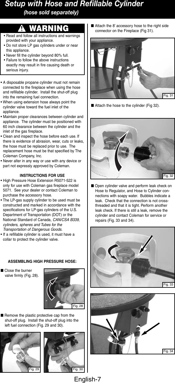 Page 8 of 12 - Coleman Coleman-5071-Series-Users-Manual- 5071 Series - Firelight Outdoor Decorative Propane Fireplace  Coleman-5071-series-users-manual