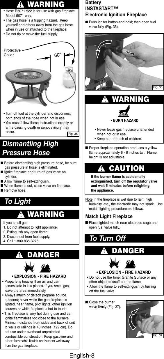 Page 9 of 12 - Coleman Coleman-5071-Series-Users-Manual- 5071 Series - Firelight Outdoor Decorative Propane Fireplace  Coleman-5071-series-users-manual