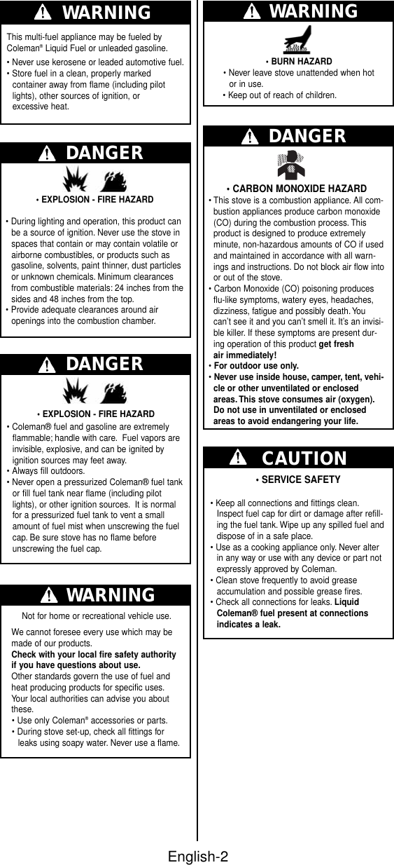 Page 3 of 12 - Coleman Coleman-533-Series-Users-Manual- 533 Series - Sportster II Dual Fuel Stove  Coleman-533-series-users-manual