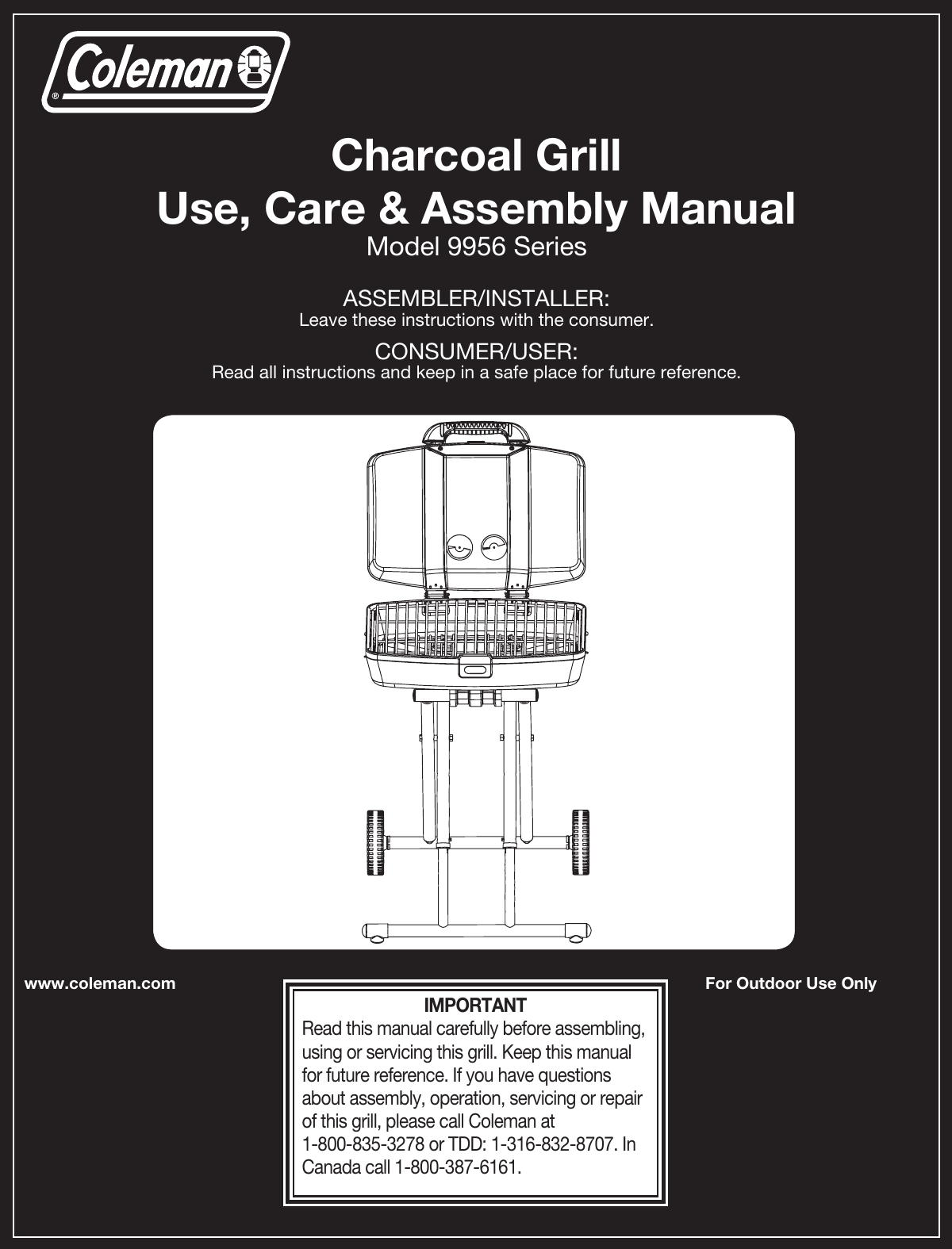 Page 1 of 8 - Coleman Coleman-9956-Users-Manual- 2000006921 RoadTrip Grill Charcoal  Coleman-9956-users-manual