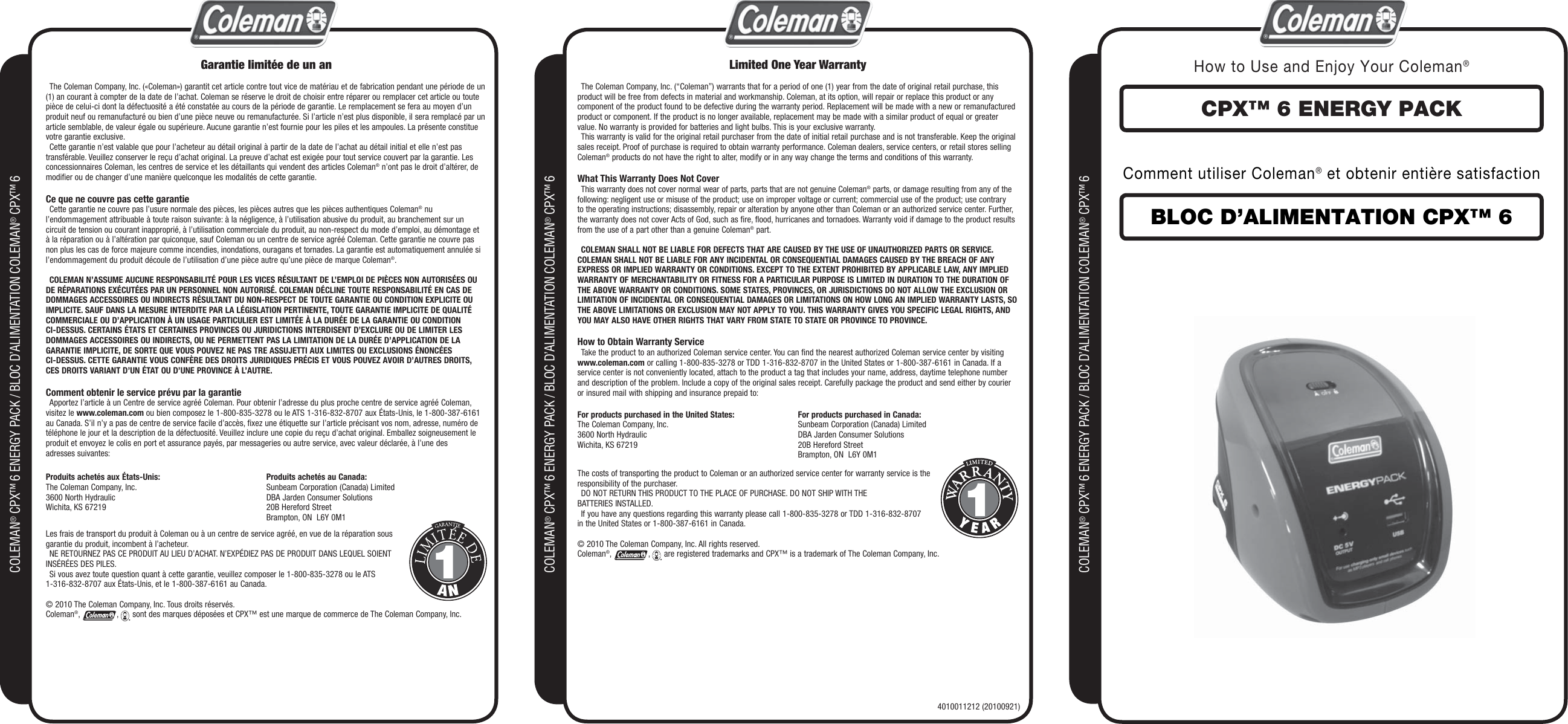 Page 1 of 2 - Coleman Coleman-Cpx-Users-Manual- 2000002673 - CPX 6 Portable Electronics Charger  Coleman-cpx-users-manual