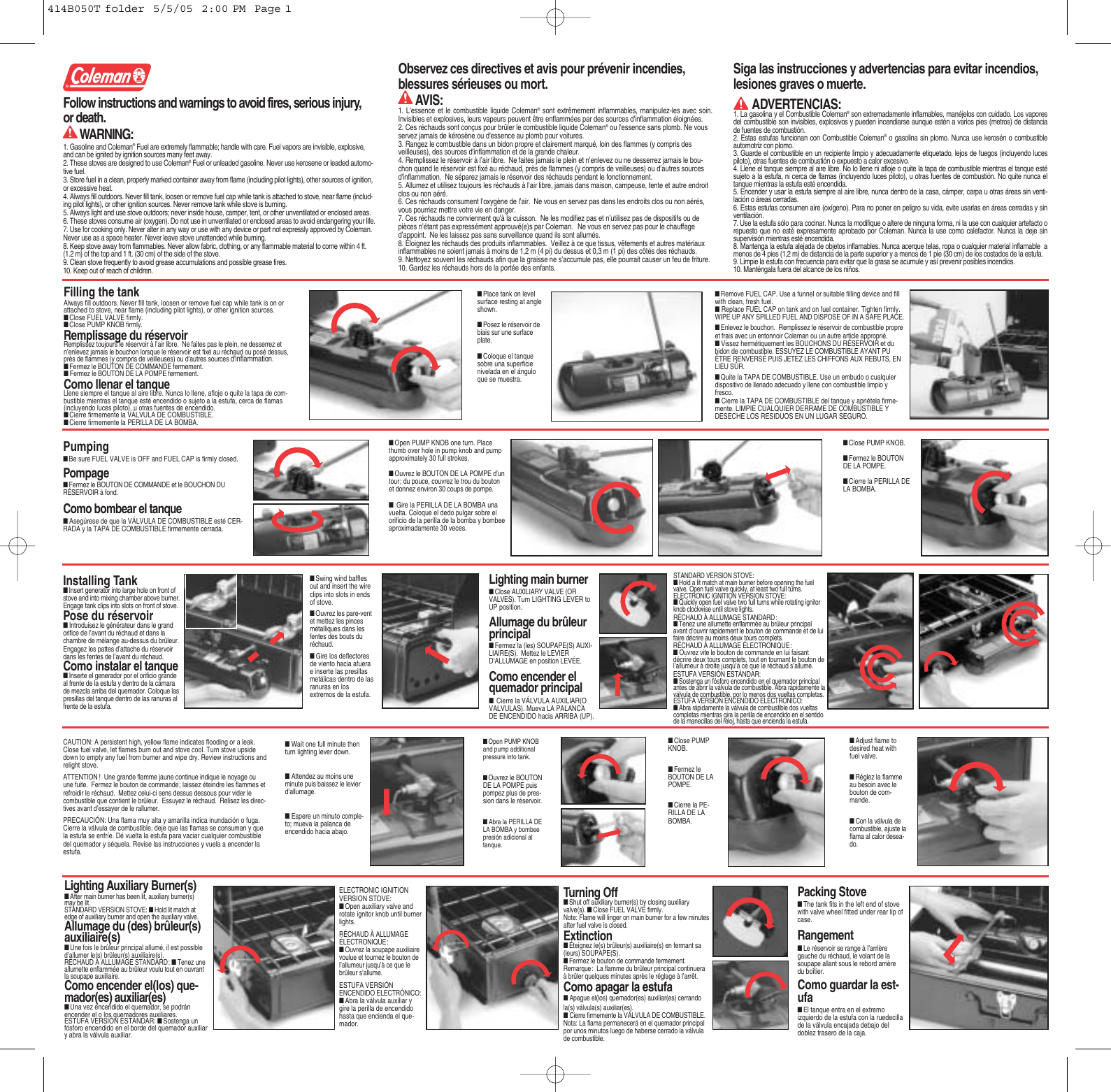 Page 2 of 2 - Coleman Coleman-Dual-Fuel-Stove-Users-Manual- 414, 424, 428 Series Dual Fuel Stove  Coleman-dual-fuel-stove-users-manual