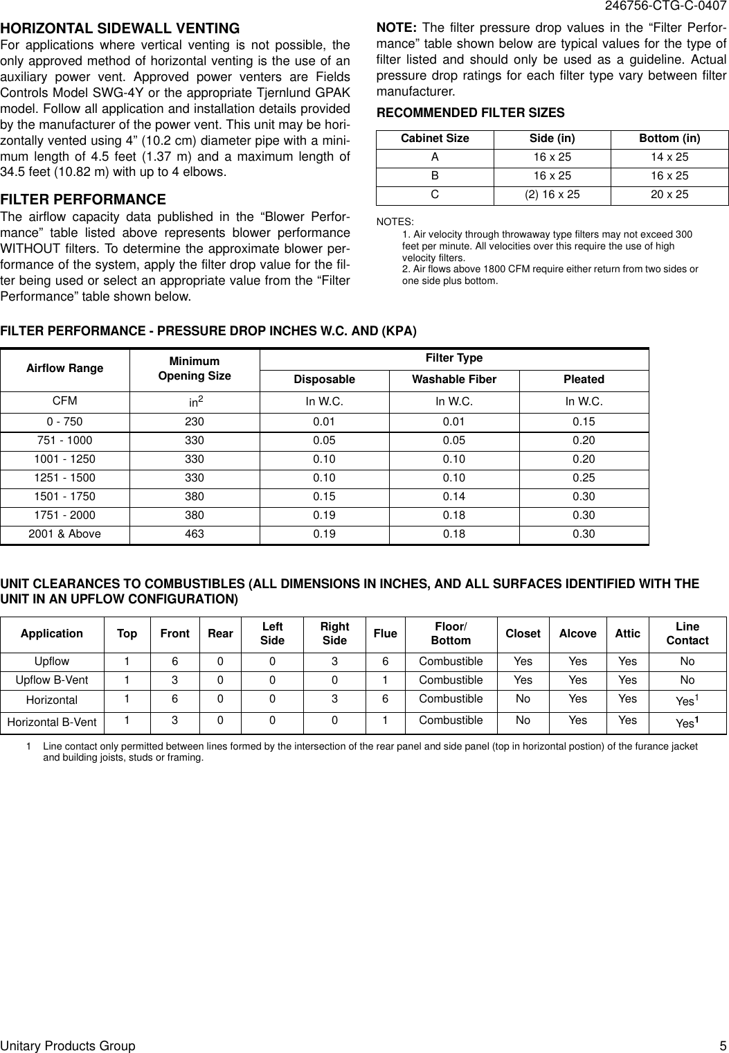 Page 5 of 8 - Coleman Coleman-Gas-Fired-High-Efficiency-Two-Stage-Upflow-Horizontal-Furnaces-Fc8T-Uh-Users-Manual- 246755-YTG-D-0407  Coleman-gas-fired-high-efficiency-two-stage-upflow-horizontal-furnaces-fc8t-uh-users-manual