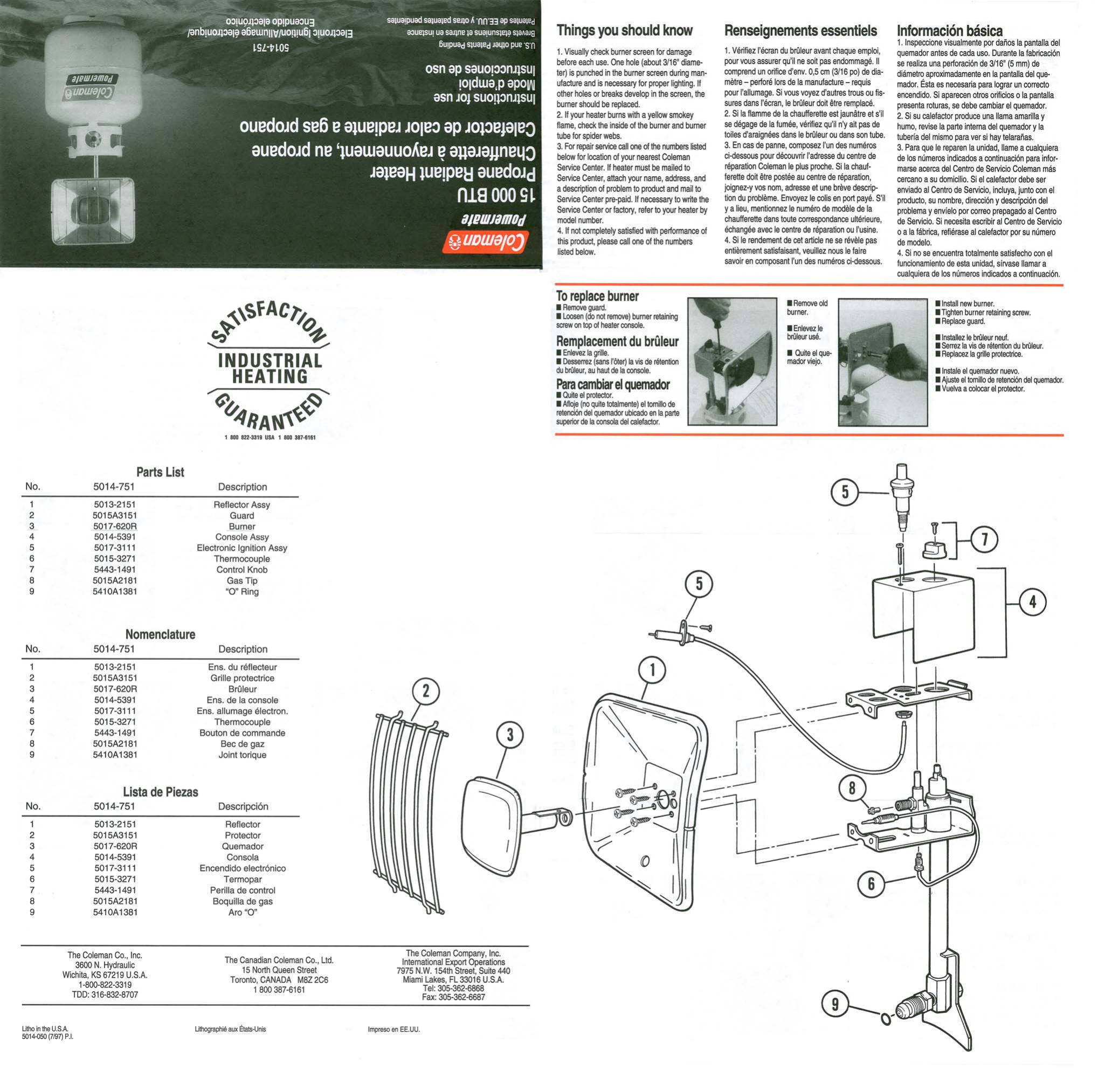 Page 1 of 2 - Coleman Coleman-Powermate-15-000-Btu-Users-Manual- 5014-751 - Propane Radiant Heater  Coleman-powermate-15-000-btu-users-manual