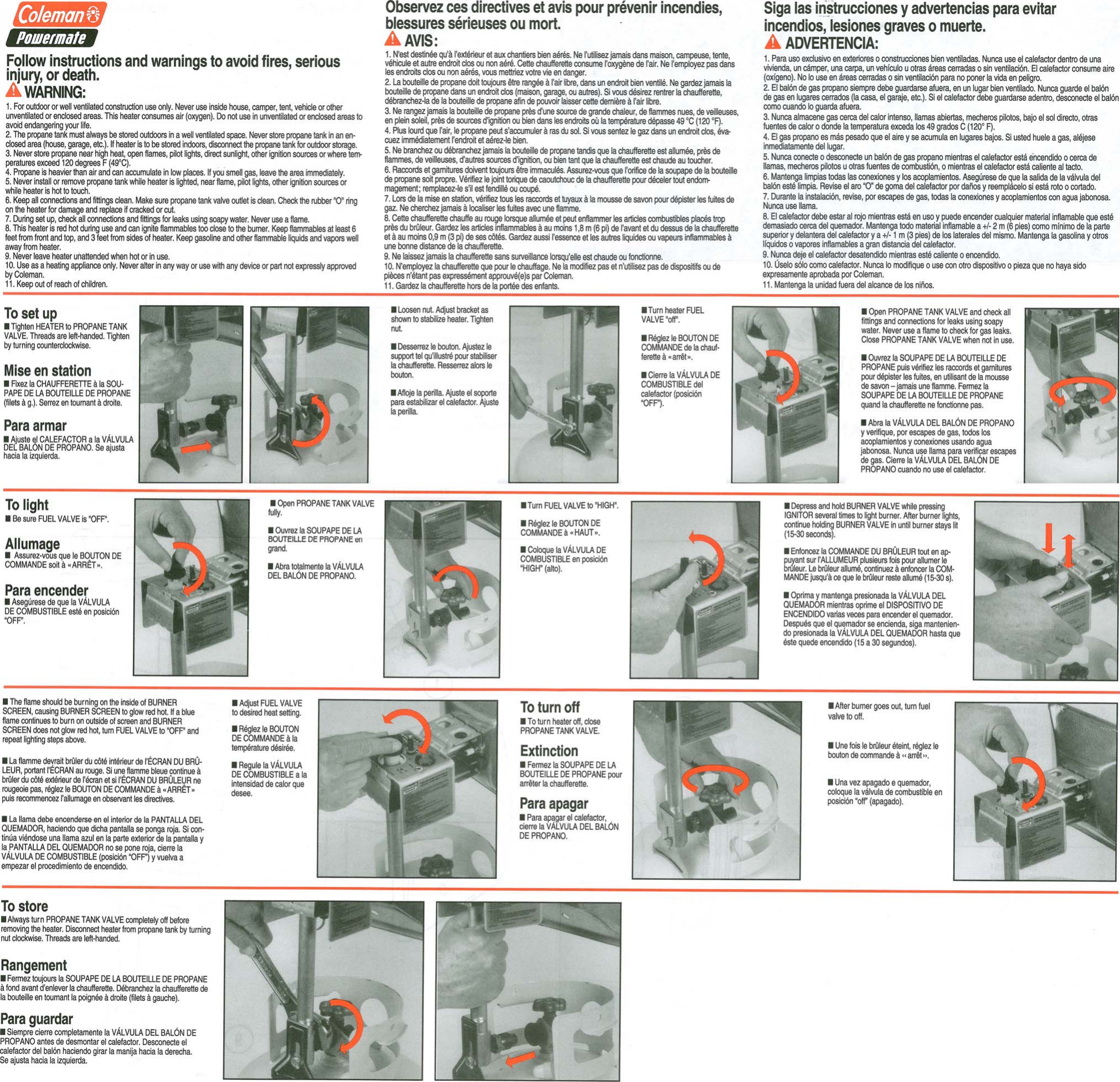 Page 2 of 2 - Coleman Coleman-Powermate-15-000-Btu-Users-Manual- 5014-751 - Propane Radiant Heater  Coleman-powermate-15-000-btu-users-manual