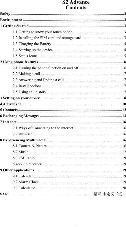 Page 1 of Collage Investments S2AD MOBILE PHONE User Manual R1 0 Kila UG