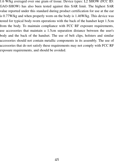 Page 45 of Collage Investments SHOW Mobile phone User Manual R1 0 Kila UG