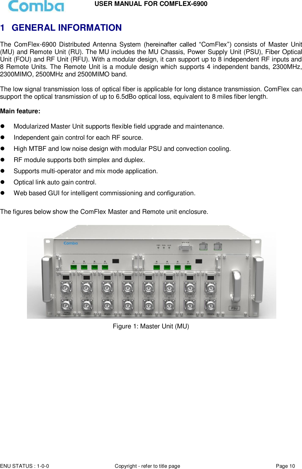 Page 10 of Comba Telecom Network Systems COMFLEX-6900 ComFlex Series Distributed Antenna System User Manual 