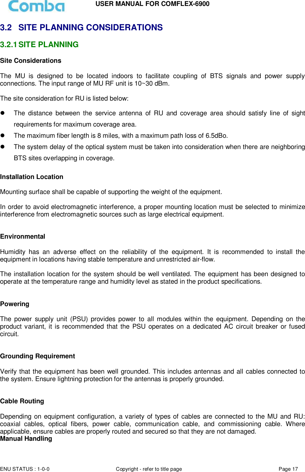 Page 17 of Comba Telecom Network Systems COMFLEX-6900 ComFlex Series Distributed Antenna System User Manual 