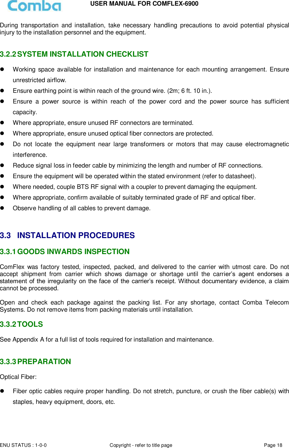 Page 18 of Comba Telecom Network Systems COMFLEX-6900 ComFlex Series Distributed Antenna System User Manual 