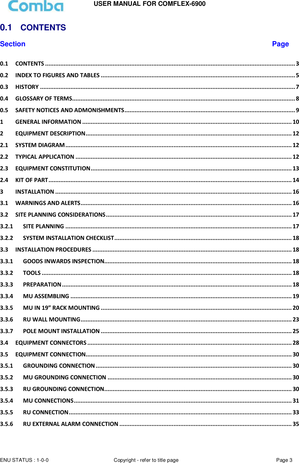 Page 3 of Comba Telecom Network Systems COMFLEX-6900 ComFlex Series Distributed Antenna System User Manual 