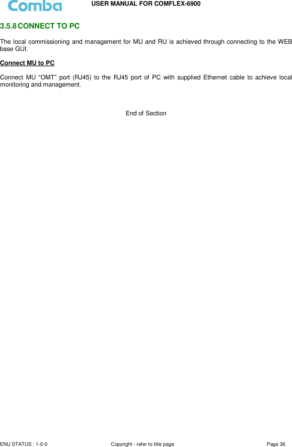 Page 36 of Comba Telecom Network Systems COMFLEX-6900 ComFlex Series Distributed Antenna System User Manual 