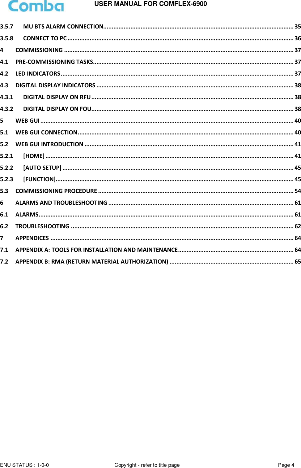 Page 4 of Comba Telecom Network Systems COMFLEX-6900 ComFlex Series Distributed Antenna System User Manual 