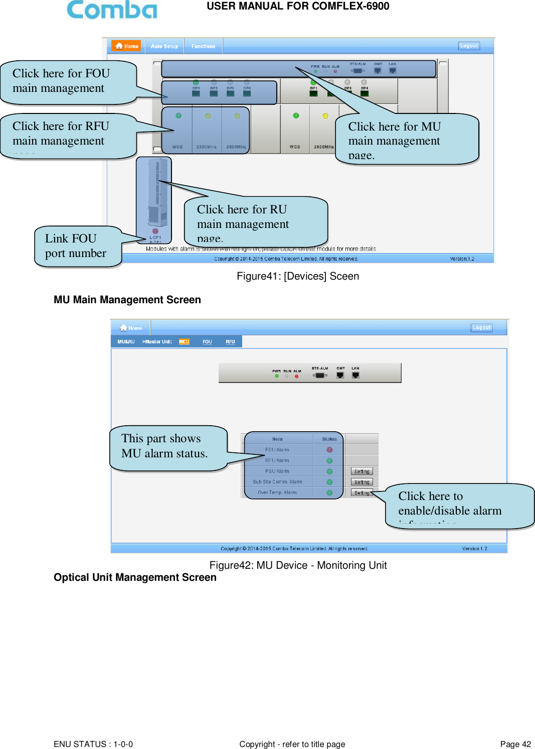 Page 42 of Comba Telecom Network Systems COMFLEX-6900 ComFlex Series Distributed Antenna System User Manual 