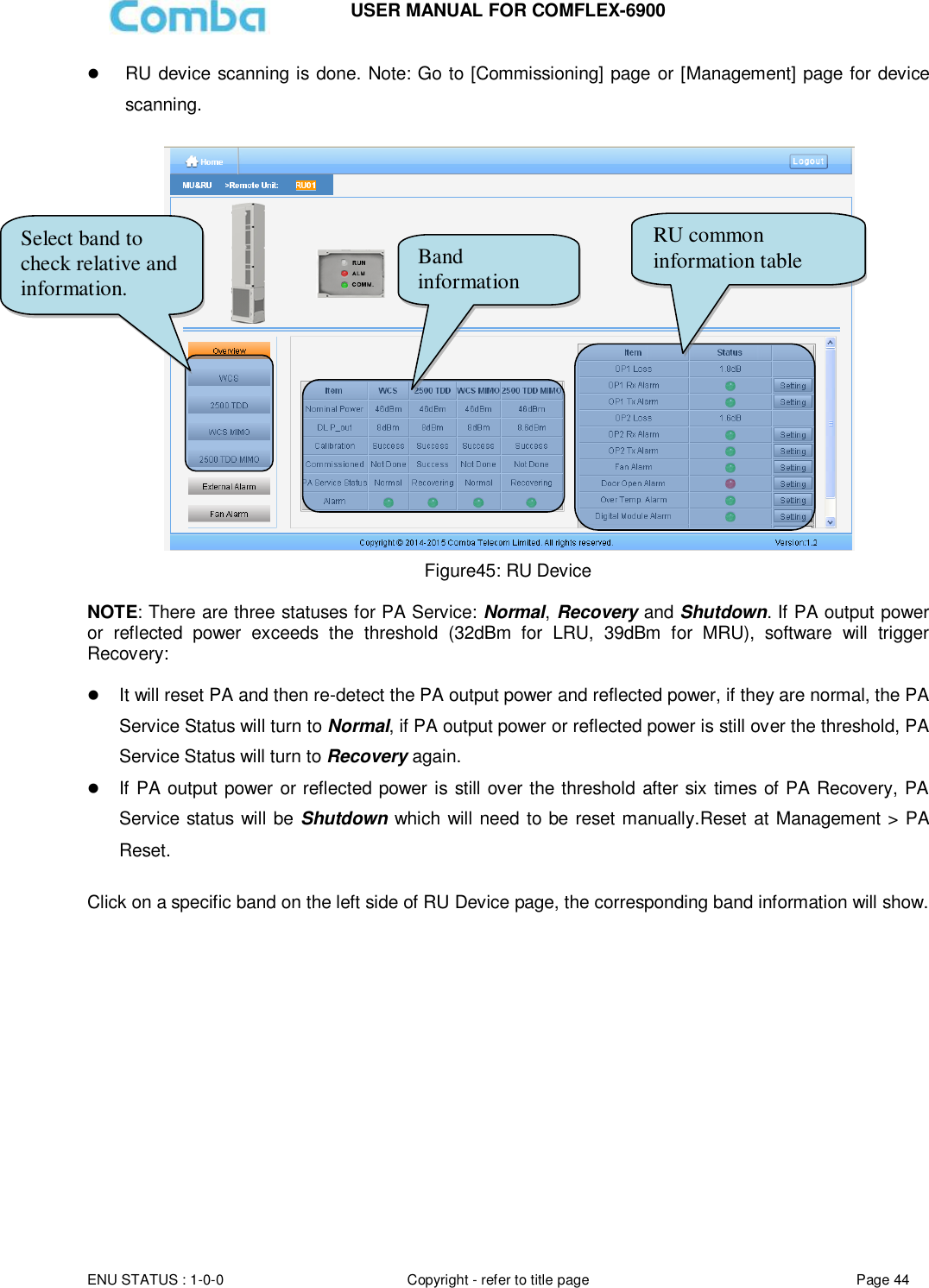 Page 44 of Comba Telecom Network Systems COMFLEX-6900 ComFlex Series Distributed Antenna System User Manual 