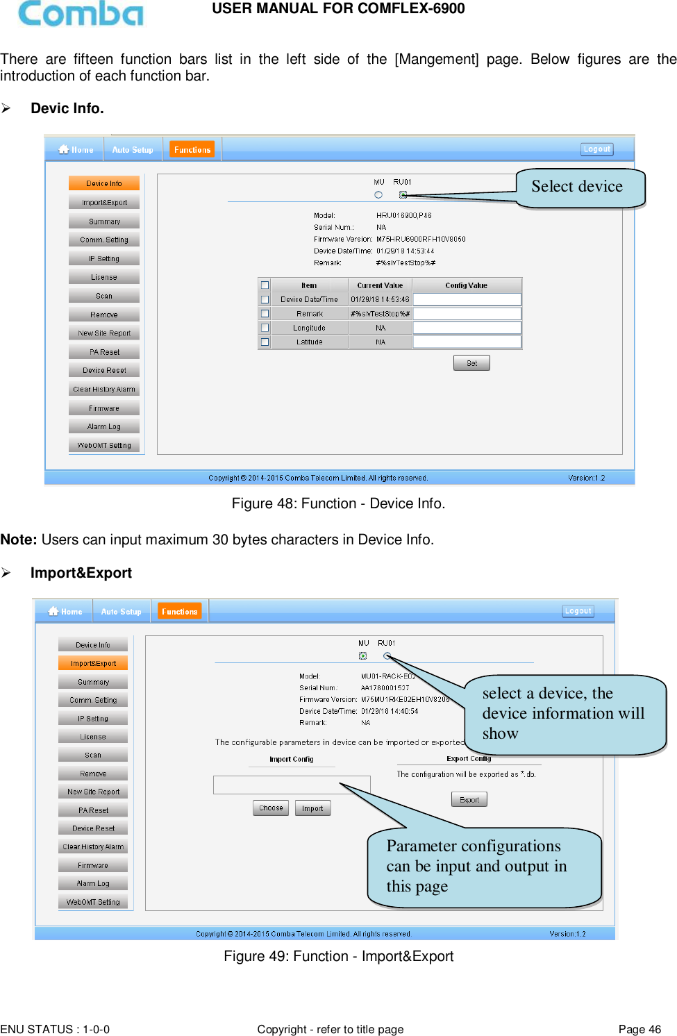 Page 46 of Comba Telecom Network Systems COMFLEX-6900 ComFlex Series Distributed Antenna System User Manual 