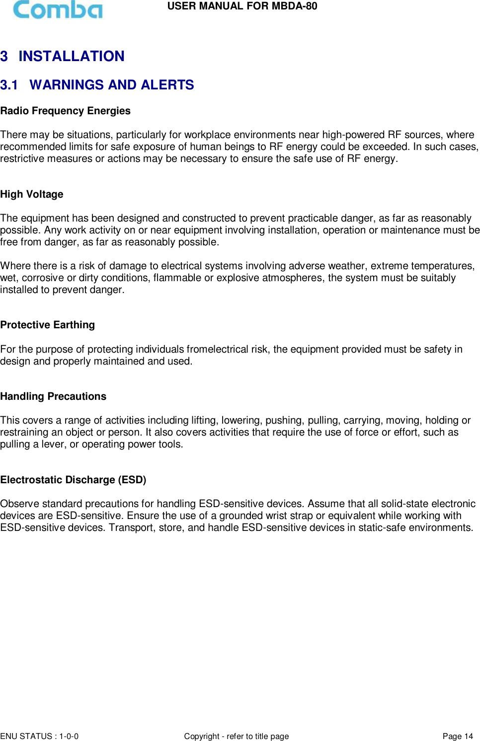 Page 14 of Comba Telecom Network Systems MBDA-80 mBDA Band Seletive Repeater User Manual 