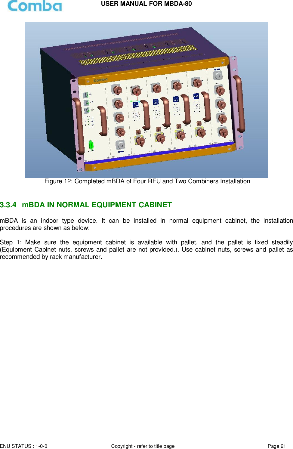 Page 21 of Comba Telecom Network Systems MBDA-80 mBDA Band Seletive Repeater User Manual 