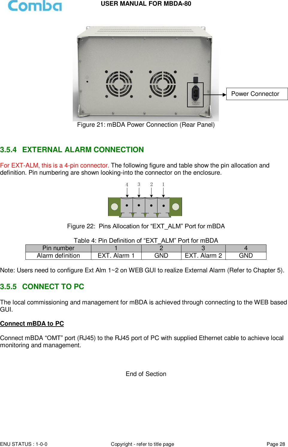 Page 28 of Comba Telecom Network Systems MBDA-80 mBDA Band Seletive Repeater User Manual 