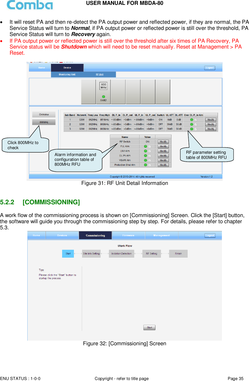 Page 35 of Comba Telecom Network Systems MBDA-80 mBDA Band Seletive Repeater User Manual 