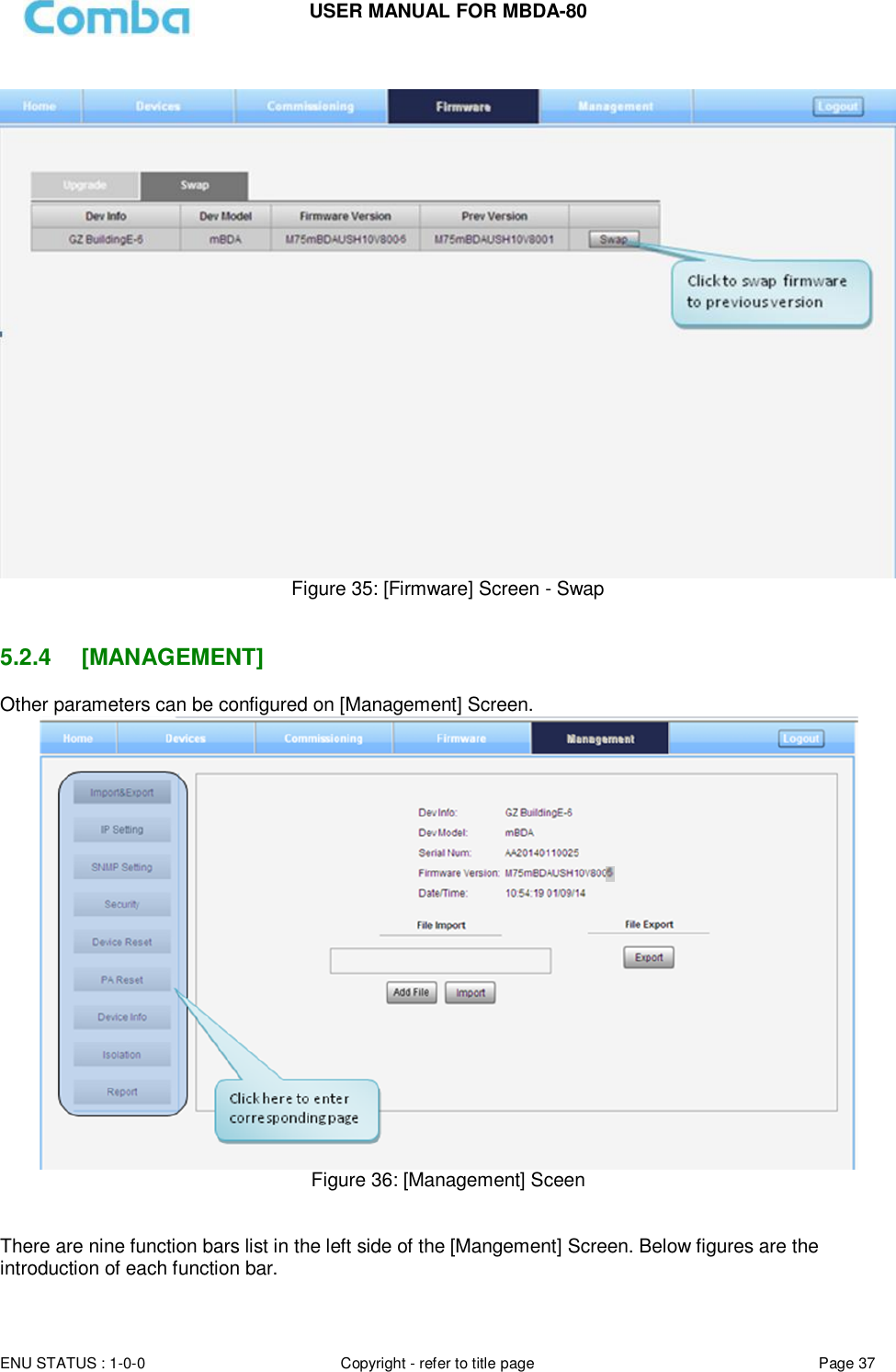 Page 37 of Comba Telecom Network Systems MBDA-80 mBDA Band Seletive Repeater User Manual 