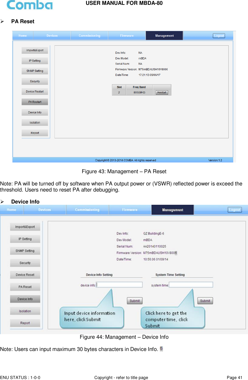 Page 41 of Comba Telecom Network Systems MBDA-80 mBDA Band Seletive Repeater User Manual 