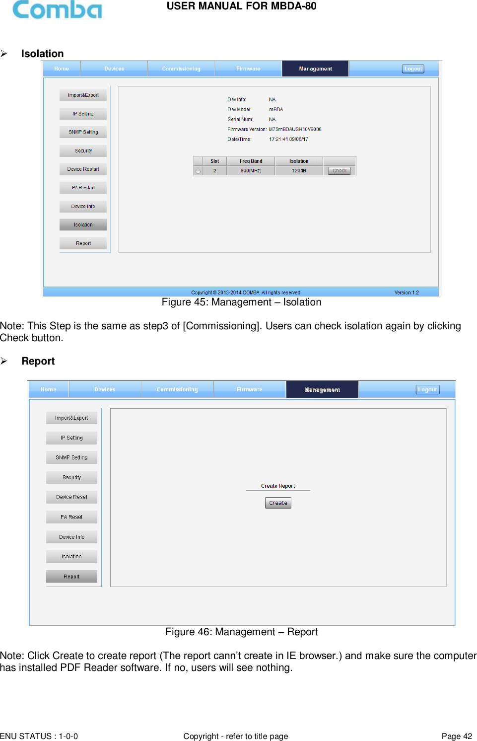 Page 42 of Comba Telecom Network Systems MBDA-80 mBDA Band Seletive Repeater User Manual 