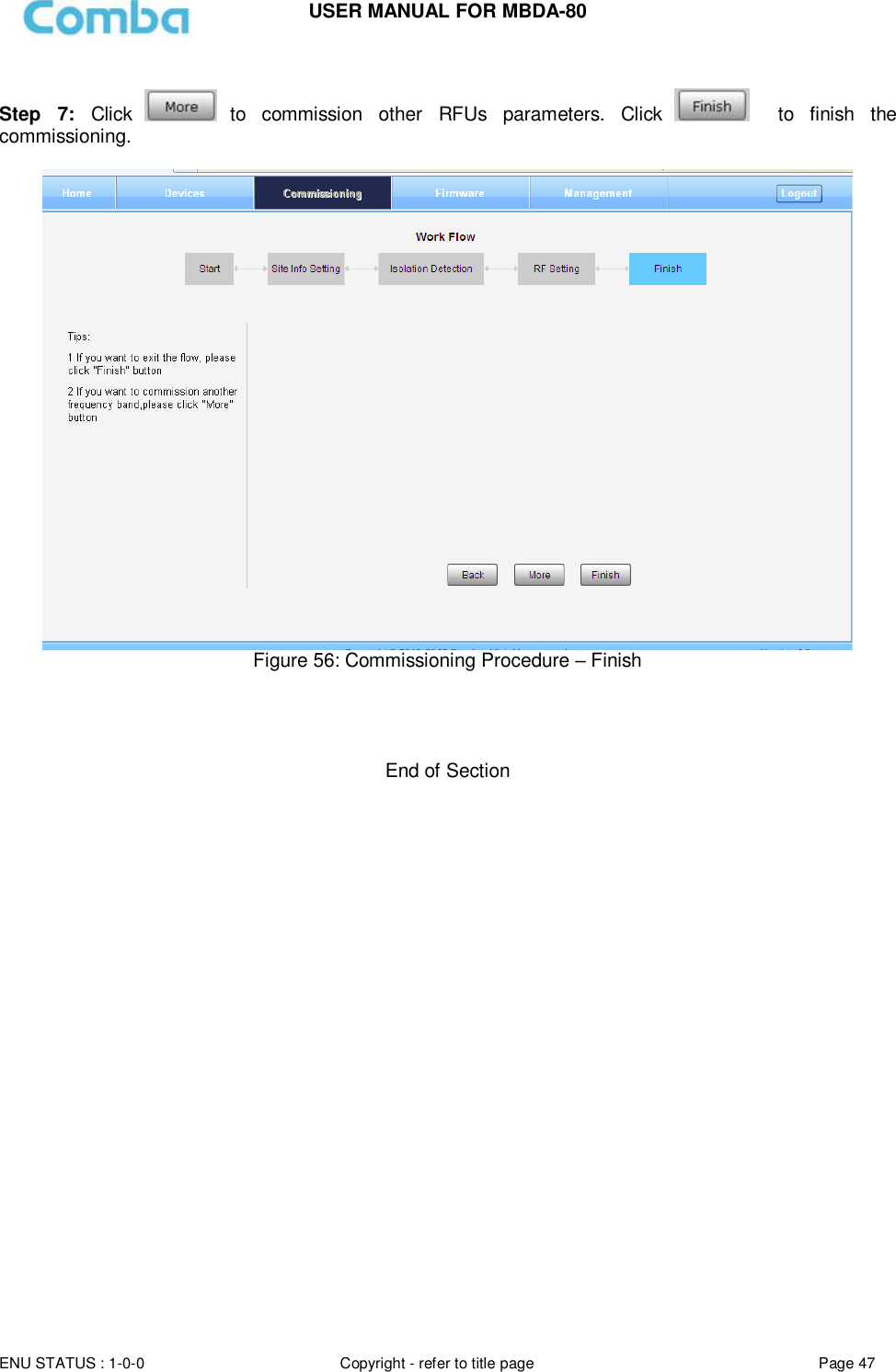 Page 47 of Comba Telecom Network Systems MBDA-80 mBDA Band Seletive Repeater User Manual 