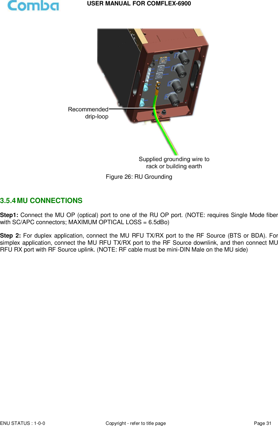 Page 31 of Comba Telecom COMFLEX-6900 ComFlex Series Distributed Antenna System User Manual 