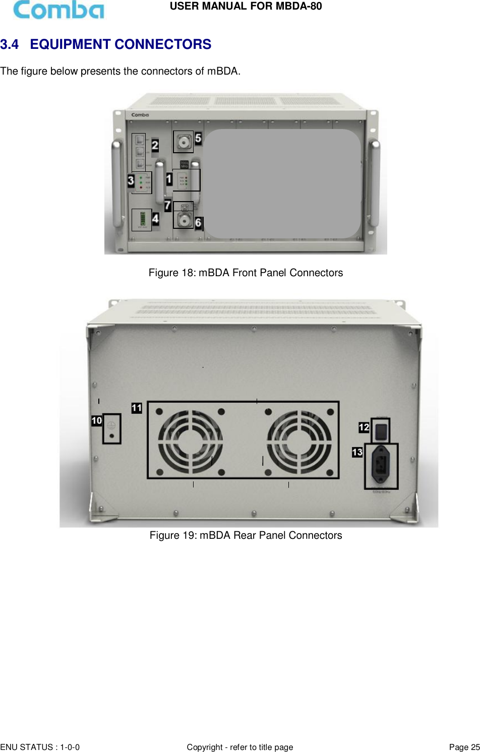 Page 25 of Comba Telecom MBDA-80 mBDA Band Seletive Repeater User Manual 