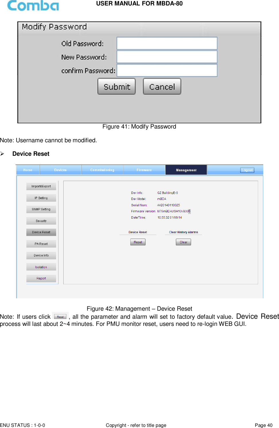 Page 40 of Comba Telecom MBDA-80 mBDA Band Seletive Repeater User Manual 