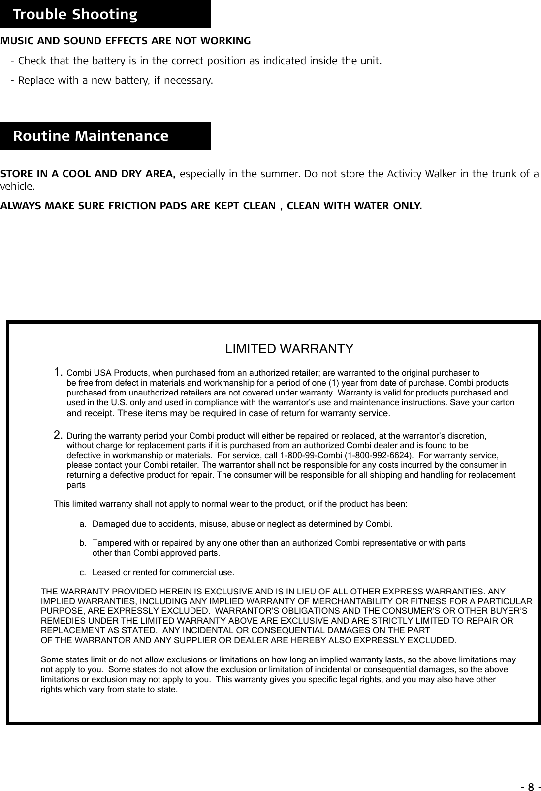 Combi All In One Activity Walker 5300 Owner S Manual Page1