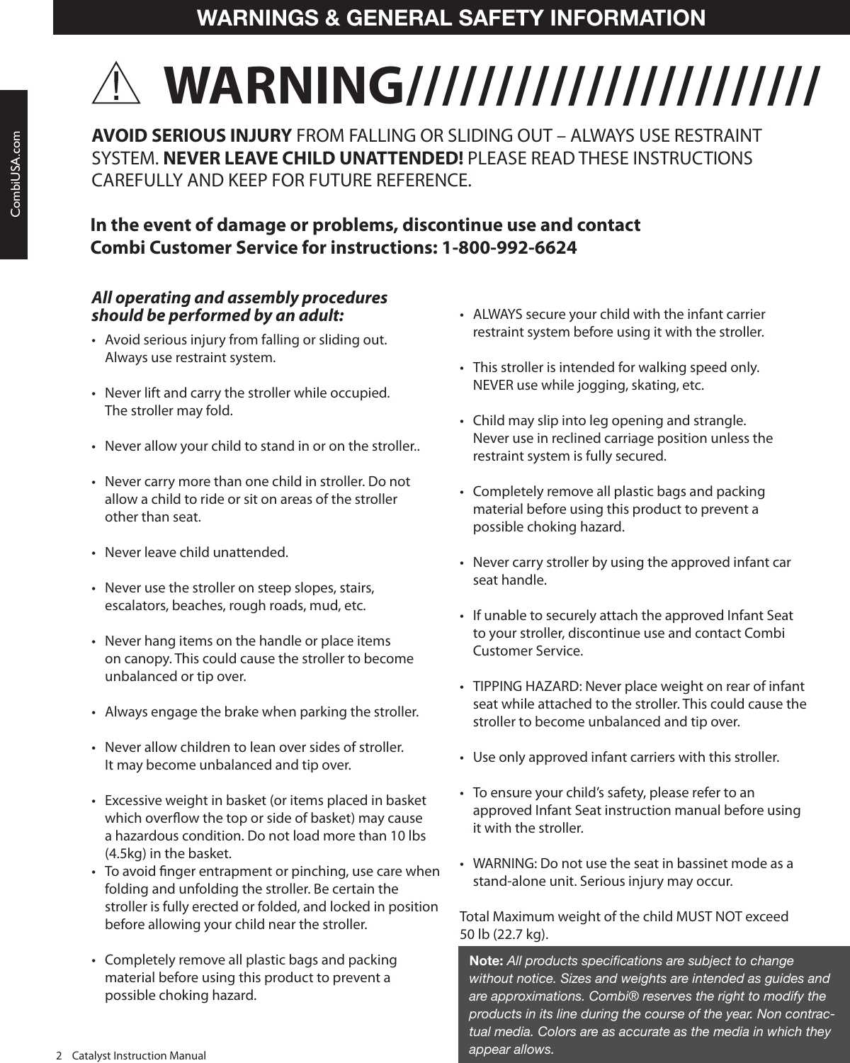 Page 2 of 12 - Combi Combi-Catalyst--3011-Owner-S-Manual