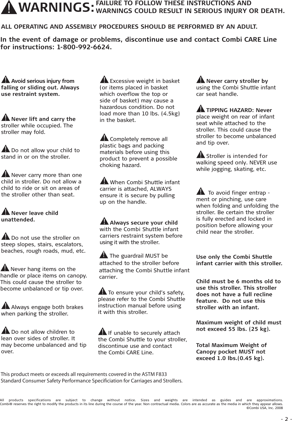 Page 2 of 10 - Combi Combi-Flare--2465-Owner-S-Manual Flare 2010_Rev1_060809