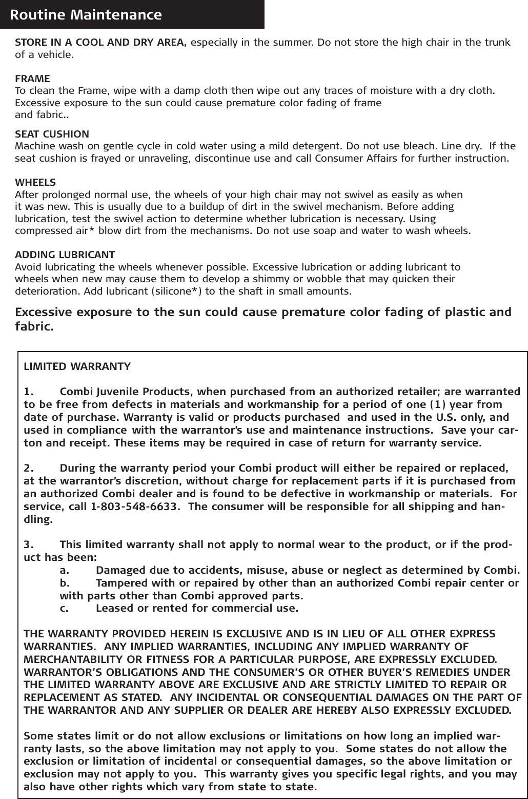 Page 8 of 9 - Combi Combi-Hero-High-Chair--9850-Owner-S-Manual Hero_IM_v2
