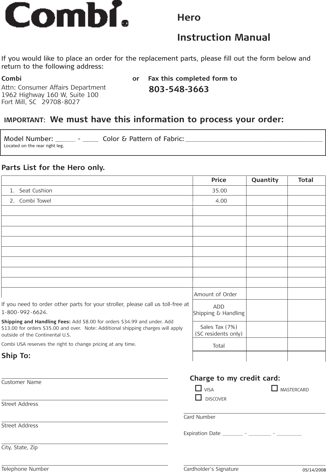 Page 9 of 9 - Combi Combi-Hero-High-Chair--9850-Owner-S-Manual Hero_IM_v2