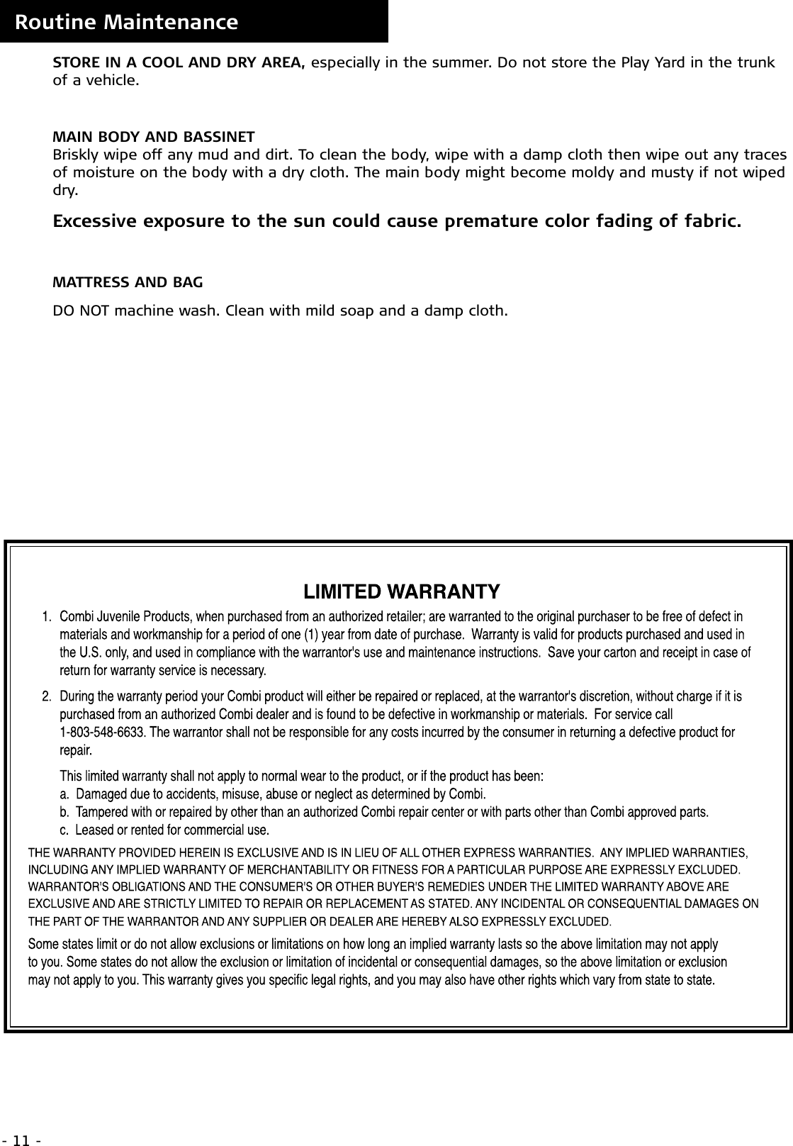 Page 11 of 12 - Combi Combi-Play-Yard--9400-Owner-S-Manual 9400_PlayYard_IM