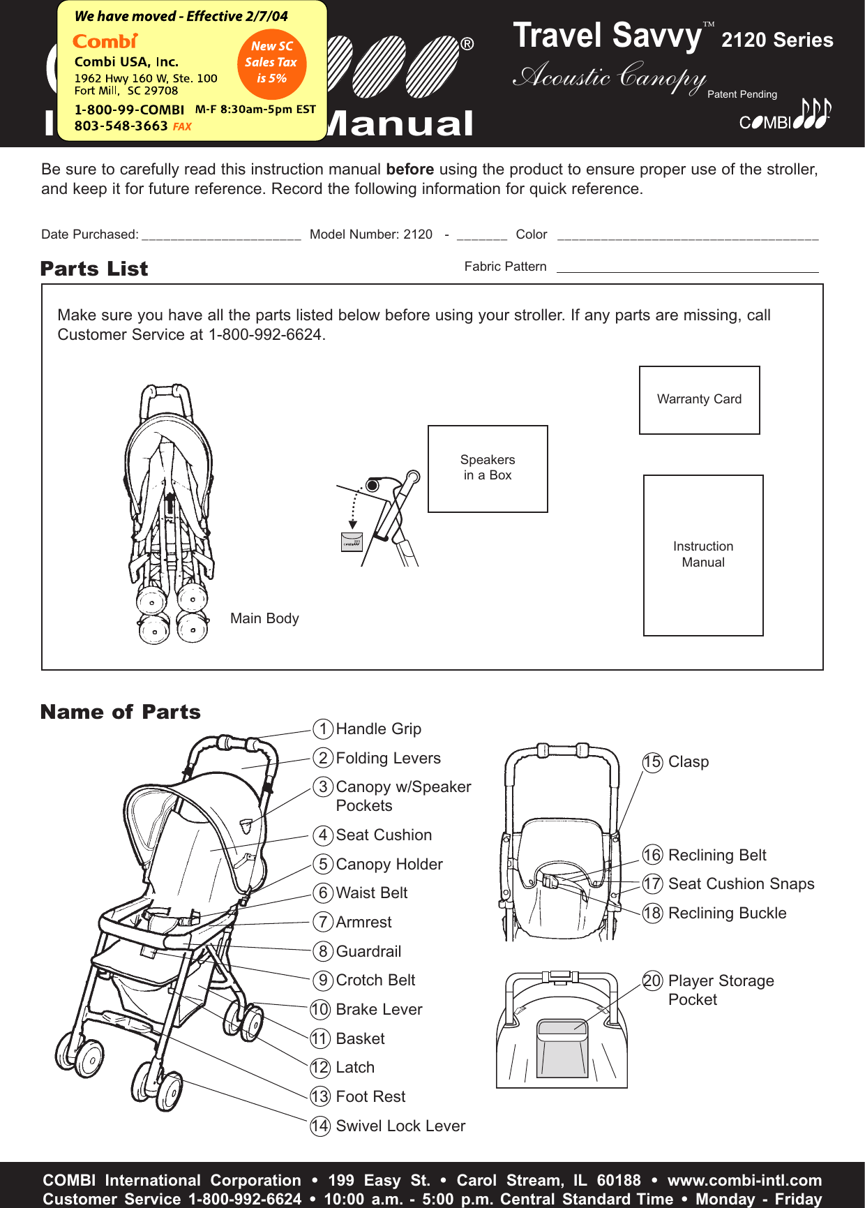 Page 1 of 8 - Combi Combi-Travel-Savvy--2120-Owner-S-Manual 2120_travel_savvy_2002