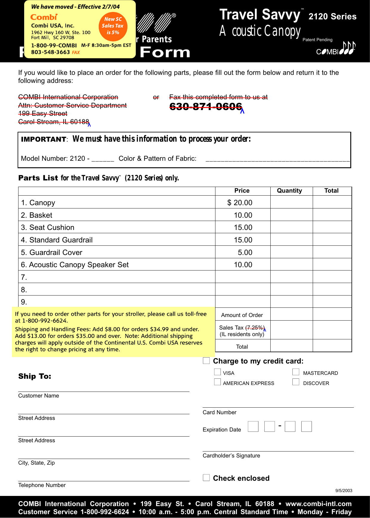 Page 8 of 8 - Combi Combi-Travel-Savvy--2120-Owner-S-Manual 2120_travel_savvy_2002
