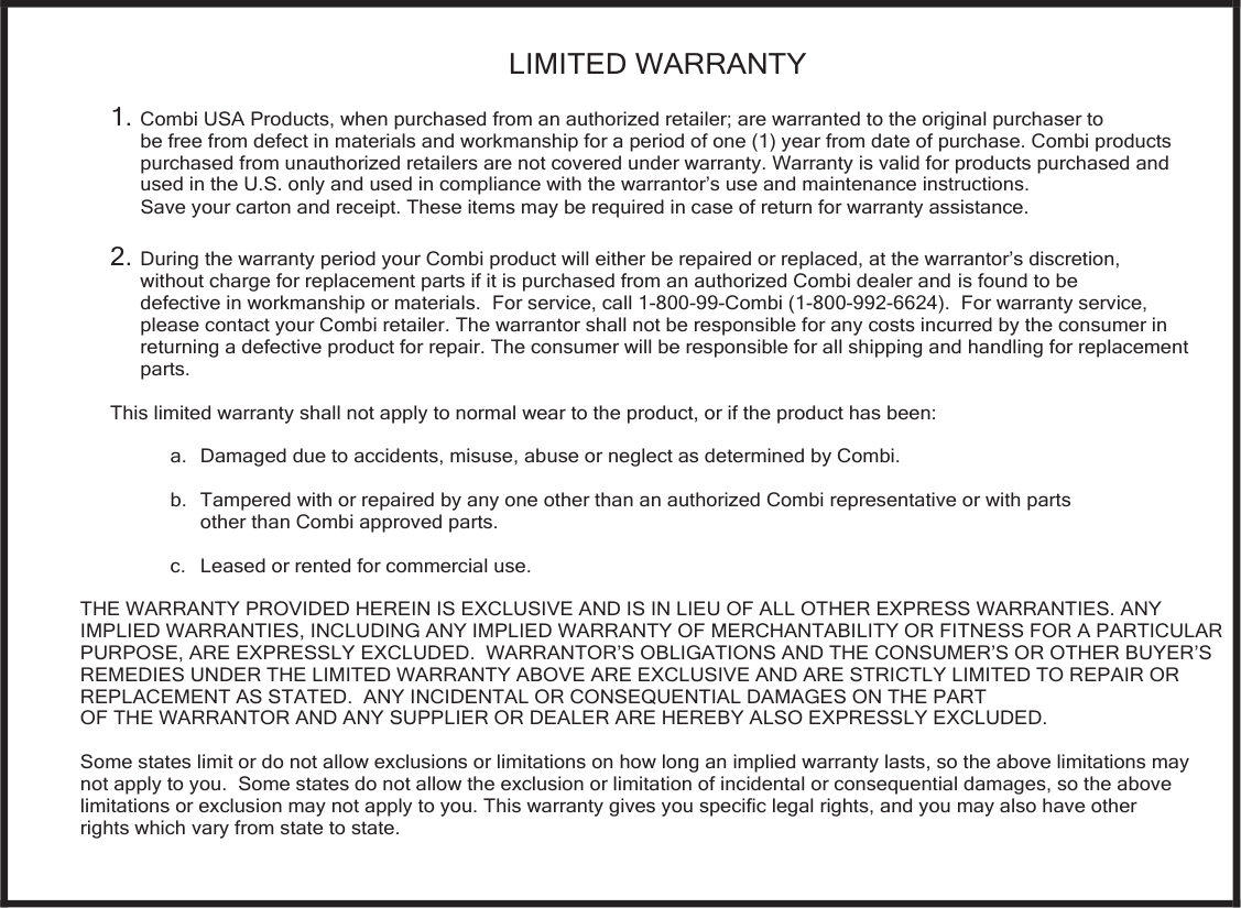 Page 10 of 12 - Combi Combi-Twin-Sport--7769-7775-2011-Owner-S-Manual