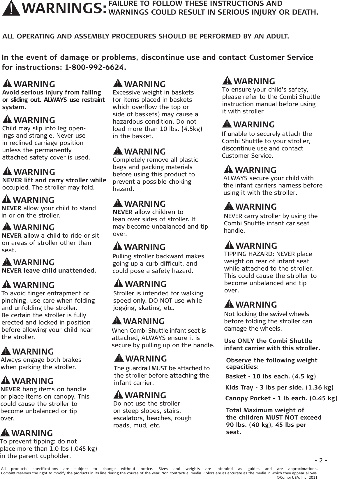 Page 2 of 12 - Combi Combi-Twin-Sport--7769-7775-2011-Owner-S-Manual