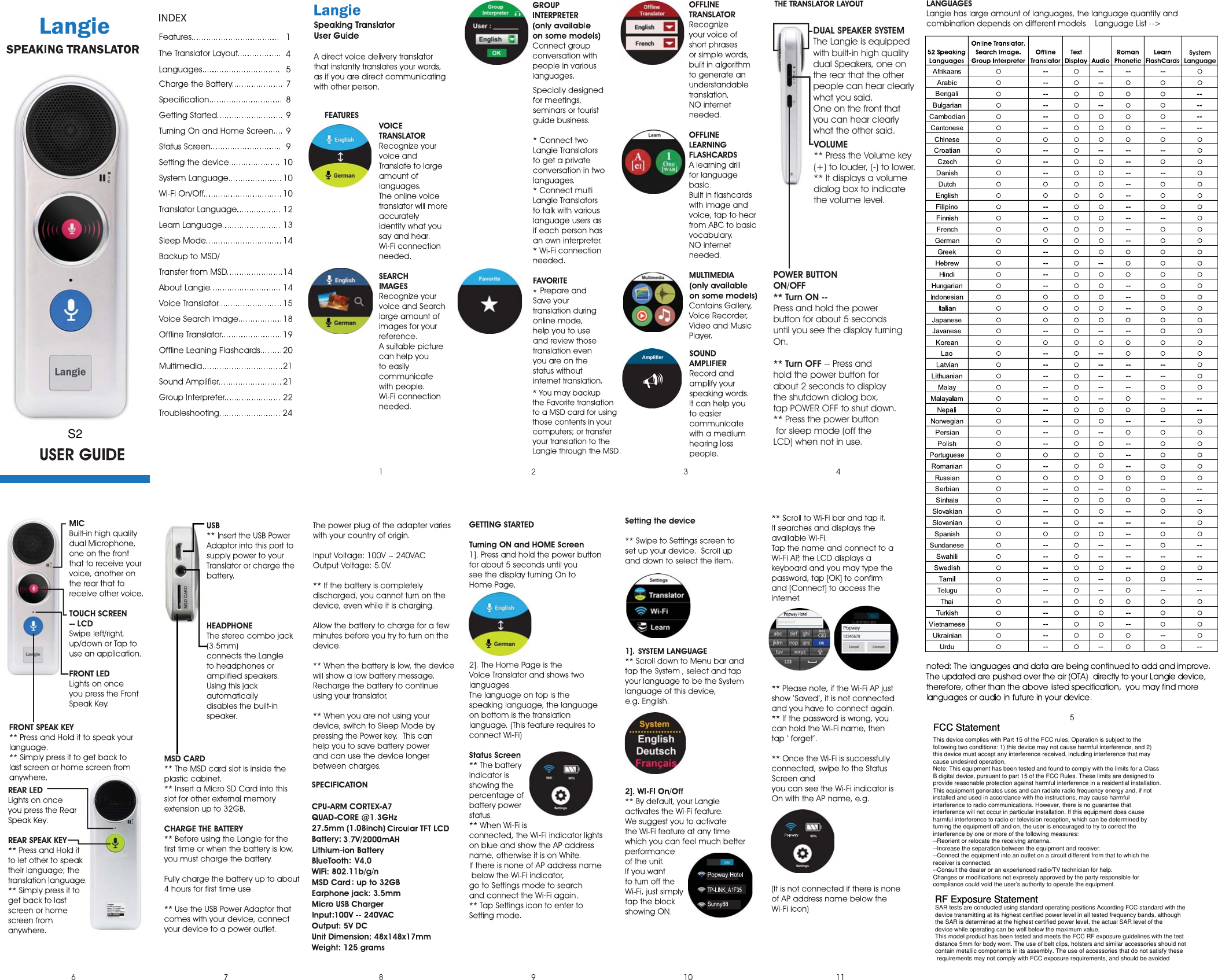 Comet Innovation S2 Langie Speaking Translator User Manual A3 size ...