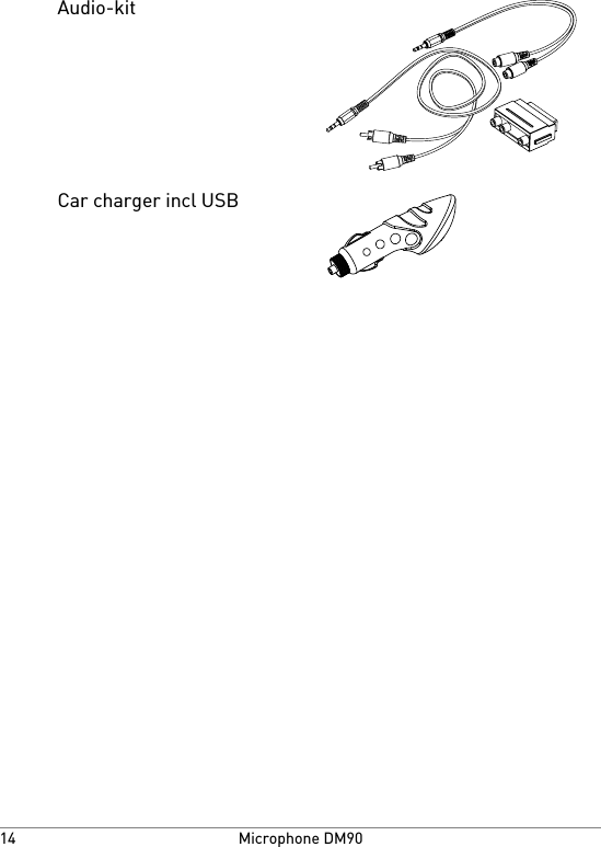 Audio-kitCar charger incl USBMicrophone DM9014