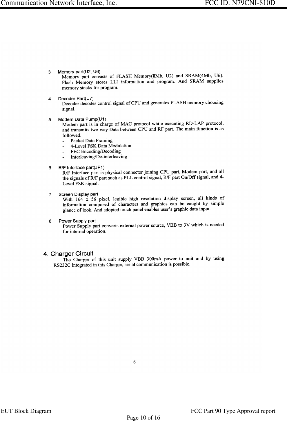 Communication Network Interface, Inc. FCC ID: N79CNI-810DEUT Block Diagram FCC Part 90 Type Approval reportPage 10 of 16